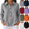 thumbnail image 1 of Fengactive Womens Knit Button Down Shirt Long Sleeve Collared Blouse Casual Loose Fit Tunic Top, 1 of 7