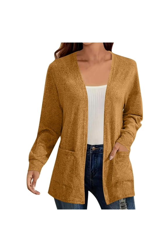 Womens Lightweight Cardigan Long Sleeve Open Front Casual Sweater Cardigans with Pockets