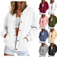 thumbnail image 1 of QINGFSAP Womens Long Sleeve Baseball Jacket Button Up with Pockets Drop Shoulder Color Block Casual Coat, 1 of 9