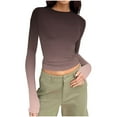thumbnail image 1 of Fengactive Womens Long Sleeve Gradient T Shirts Fashion Basic Crop Tops Going Out Outfits Clothes, 1 of 7