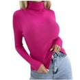 thumbnail image 1 of Fengactive Womens Long Sleeve Turtleneck Rib Knit Slim Fit Shirts Tee Plain Casual T-Shirt Going Out Tops Outfits, 1 of 5