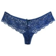 thumbnail image 1 of Fengactive Womens Low Rise Lace Thong Panties Scalloped Trim Floral Sheer Mesh Underwear Bow Detail Thongs, 1 of 3