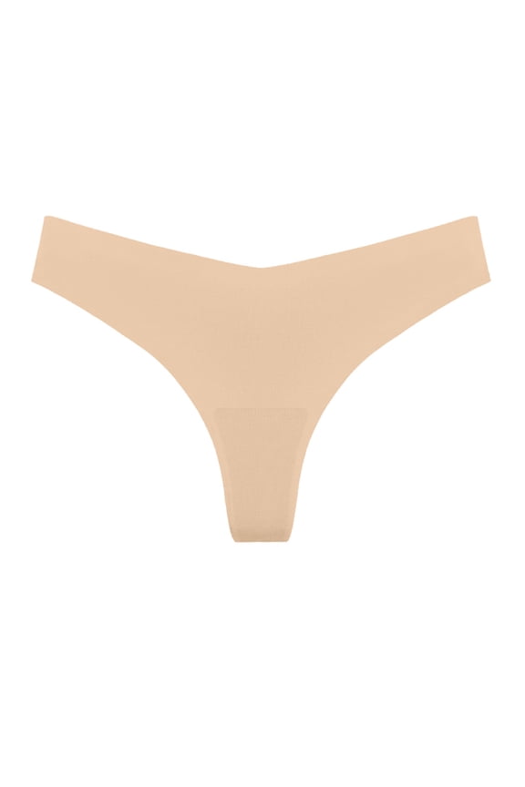 Womens Low Rise Seamless Thong Panties Ice Silk V Waist Underwear Invisible Thongs for Women
