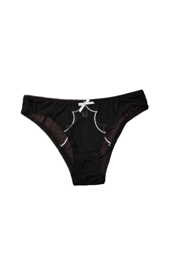 Womens Mid Rise Seamless Bikini Panties Sheer Mesh Geometric Stitching White Bow Detail Underwear
