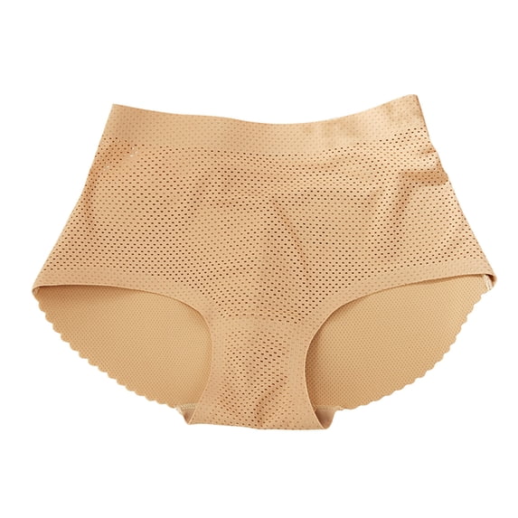 QINGFSAP Womens Mid Rise Seamless Briefs Built-in Padded Butt Enhancer Mesh Breathable Shaping Underwear