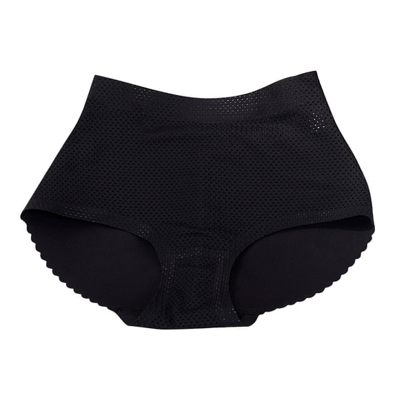 QINGFSAP Womens Mid Rise Seamless Briefs Built-in Padded Butt Enhancer Mesh Breathable Shaping Underwear