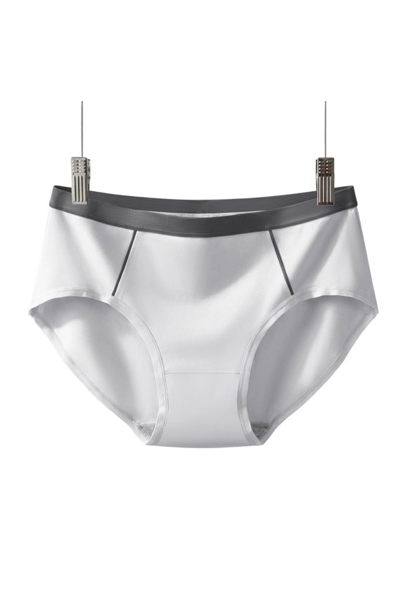 Womens Mid Rise Seamless Briefs Contrast Waistband V Stitching Detail Cotton Crotch Breathable Underwear