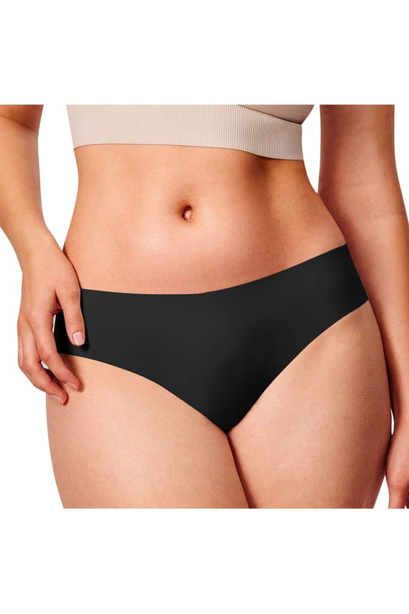 Womens Mid Rise Seamless Briefs Ice Silk Invisible Panties Antibacterial Cotton Crotch Underwear