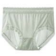 thumbnail image 1 of Fengactive Womens Mid Rise Seamless Briefs Ice Silk Satin Panties Scalloped Lace Trim Underwear for Women, 1 of 5