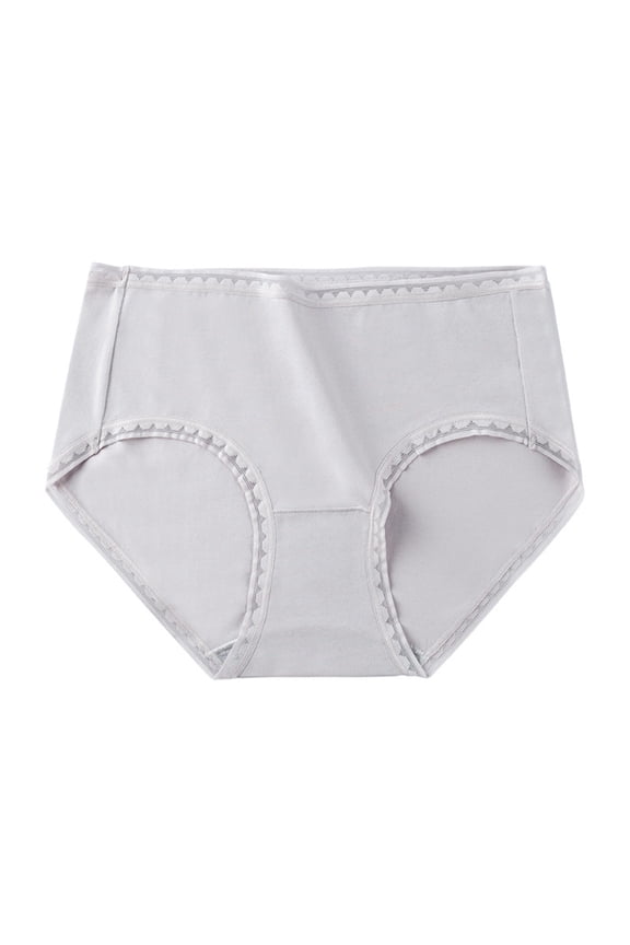Womens Mid Rise Seamless Briefs Lace Trim Vertical Stitching Breathable Underwear Women