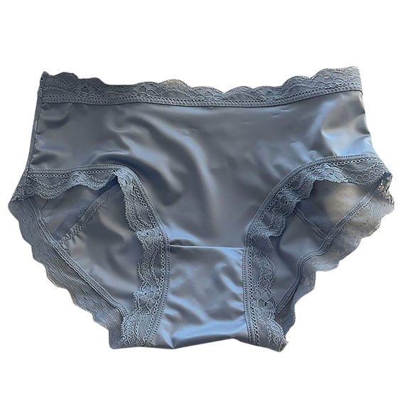 Fengactive Womens Mid Rise Seamless Briefs Satin Lace Trim Panties Breathable Comfort Underwear for Women