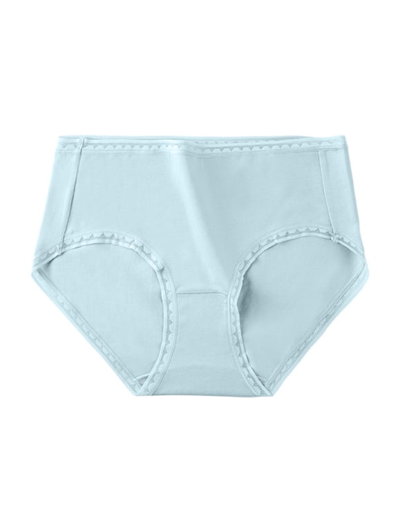 Fengactive Womens Mid Rise Seamless Cotton Briefs Zigzag Lace Trim Vertical Stitching Breathable Underwear