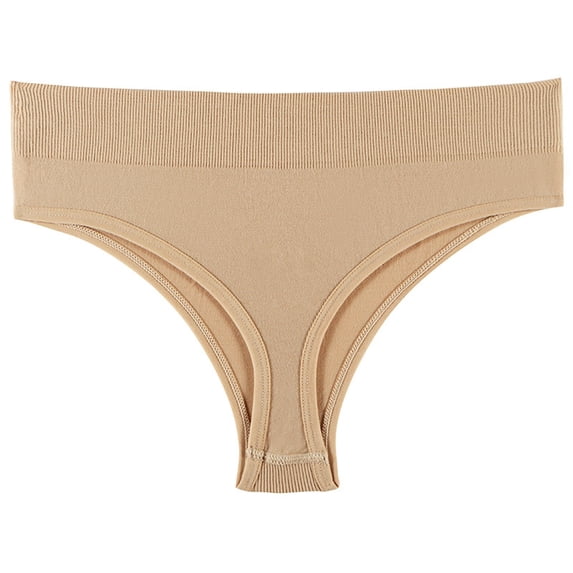Fengactive Womens Mid Rise Thong Panties Ribbed Waistband Cotton Stretch Underwear Comfort Thongs for Women