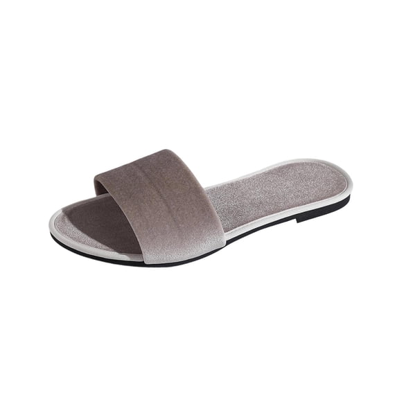 QINGFSAP Womens Minimalist Wide Strap Open Toe Slide Sandals Lightweight Non Slip Comfortable Flat Beach Slippers