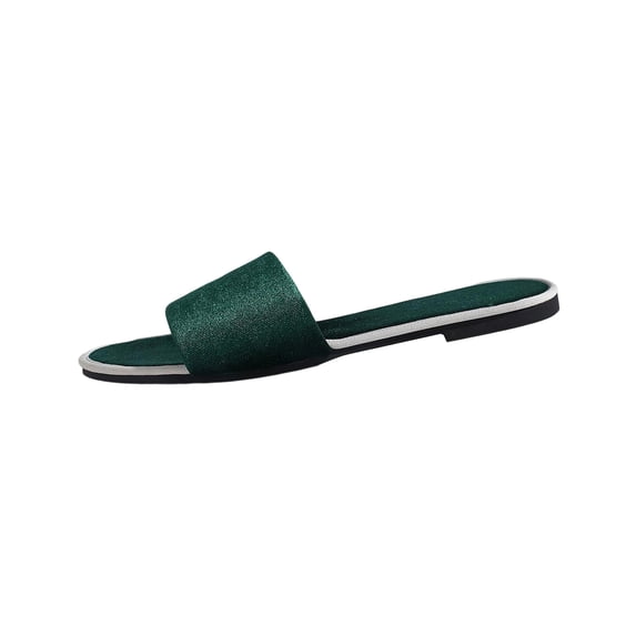 QINGFSAP Womens Minimalist Wide Strap Open Toe Slide Sandals Lightweight Non Slip Comfortable Flat Beach Slippers
