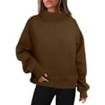 thumbnail image 1 of QINGFSAP Womens Mock Neck Sweatshirt Long Sleeve Oversized Ribbed Trim Casual Pullover Top, 1 of 9