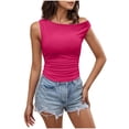 thumbnail image 1 of Fengactive Womens One Shoulder Tank Tops Summer Sleeveless Ruched Basic Shirts Slim Fit Off Shoulder Tees Vocation Tanks, 1 of 8