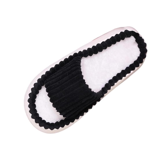 QINGFSAP Womens Open Toe Fuzzy Lined Indoor House Slippers Non Slip Foam Cushioned Slip On Slides