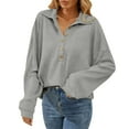 thumbnail image 1 of Fengactive Womens Oversized Sweatshirt Button Down Collared Long Sleeve Pullover Tops Loose Fit Casual Trendy Tunic Top, 1 of 8