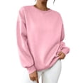 thumbnail image 1 of QINGFSAP Womens Oversized V Neck Sweatshirt Long Sleeve Drop Shoulder Bubble Sleeve Casual Pullover, 1 of 9