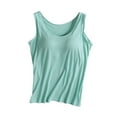thumbnail image 1 of Fengactive Womens Padded Built-in-Bra Tanks Tops Crew Neck Wireless Bra Camisole Casual Slim-Fit Shirts Tee Plus Size, 1 of 4