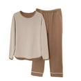 thumbnail image 1 of Fengactive Womens Pajama Set Sherpa Fleece Striped Top Elastic Waist Solid Pants 2 Piece Lounge Sleepwear Set, 1 of 6