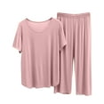 thumbnail image 1 of Fengactive Womens Pajama Sets Short Sleeve Top With Elastic Waist Capri Pants Sleepwear 2 Piece Casual Lounge Set, 1 of 5