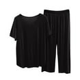 thumbnail image 1 of Fengactive Womens Pajama Sets Short Sleeve Top With Elastic Waist Capri Pants Sleepwear 2 Piece Casual Lounge Set, 1 of 5