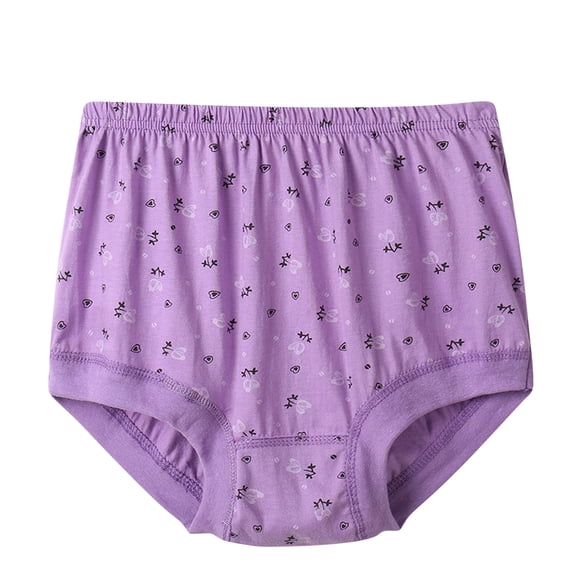 Fengactive Womens Plus Size High Rise Briefs Cotton Loose Fit Panties Bow Floral Print Elastic Waist Underwear