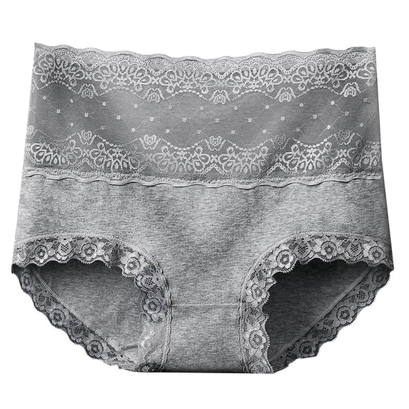 QINGFSAP Womens Plus Size High Rise Cotton Briefs Lace Trim Panties Tummy Control Lifting Comfortable Underwear