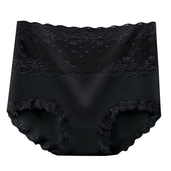 QINGFSAP Womens Plus Size High Rise Cotton Briefs Lace Trim Panties Tummy Control Lifting Comfortable Underwear