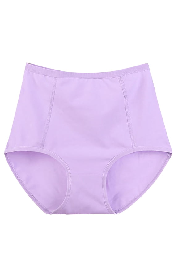 Womens Plus Size High Rise Cotton Briefs Seamless Vertical Stitching Leak Proof Underwear Women