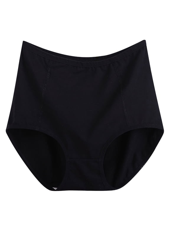 Womens Plus Size High Rise Cotton Briefs Seamless Vertical Stitching Leak Proof Underwear Women