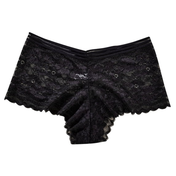 Fengactive Womens Plus Size High Rise Seamless Thong Panties Floral Lace Trim Breathable Underwear Women