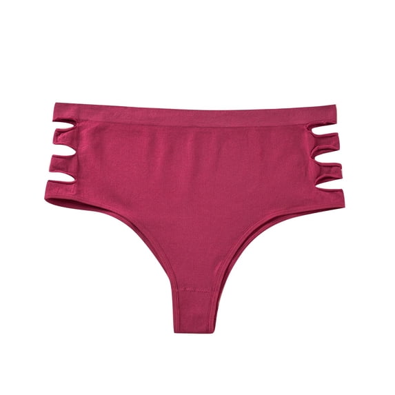 Fengactive Womens Plus Size High Rise Seamless Thong Panties Side Cutout Detail Breathable Underwear Women