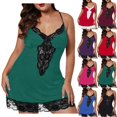 thumbnail image 1 of QINGFSAP Womens Plus Size Lace Trim Chemise Nightgown V Neck Sleepwear Slip Dress, 1 of 9