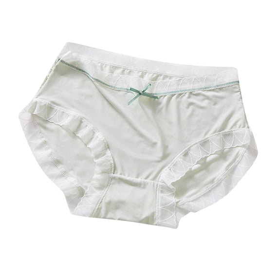 QINGFSAP Womens Plus Size Mid Rise Seamless Briefs Ice Silk Ruffled Trim Panties Cotton Crotch Thin Underwear