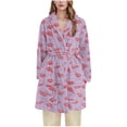 thumbnail image 1 of Fengactive Womens Plush Robe with Pockets Cute Print Soft Lounge Robe Bathrobe Casual Soft Feeling Sleepwear Loungewear, 1 of 4
