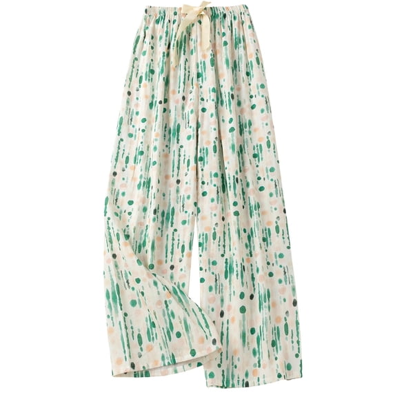 Fengactive Womens Print Lounge Pants Elastic Waist Contrast Tie Relaxed Wide Leg Summer Sleepwear