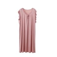 thumbnail image 1 of QINGFSAP Womens Ruffled Shoulder Sleep Dress Scoop Neck Bow Tie Detail Relaxed Nightgown, 1 of 5