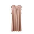 thumbnail image 1 of QINGFSAP Womens Ruffled Shoulder Sleep Dress Scoop Neck Bow Tie Detail Relaxed Nightgown, 1 of 5