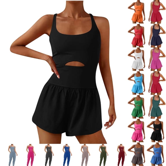 Fengactive Womens Running Onesie Workout Athletic One Piece Outfits Exercise Jumpsuits Gym Yoga Clothes