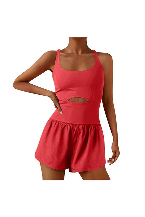 Womens Running Onesie Workout Athletic One Piece Outfits Exercise Jumpsuits Gym Yoga Clothes