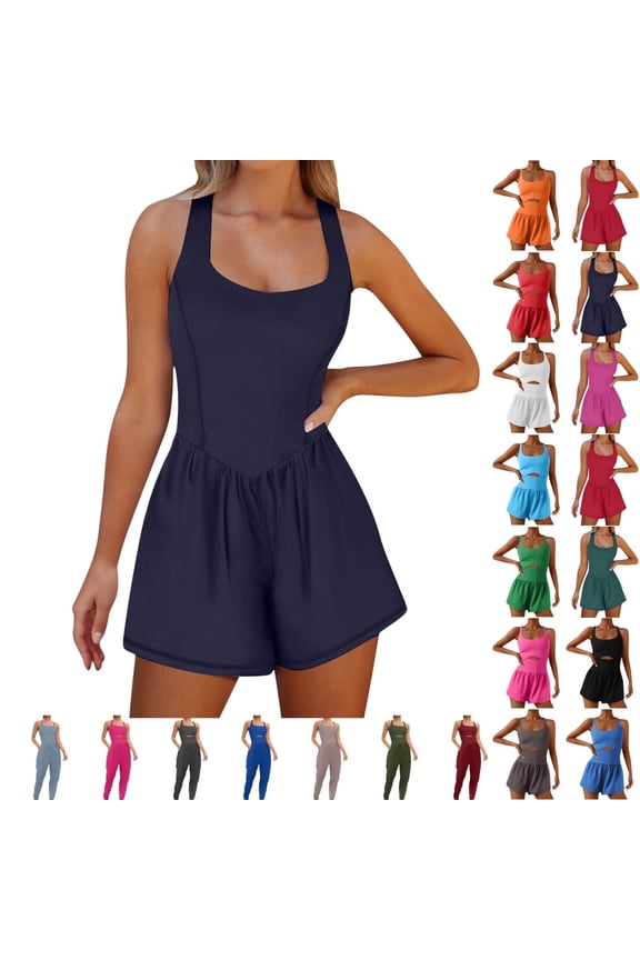 Womens Running Onesie Workout Athletic One Piece Outfits Exercise Jumpsuits Gym Yoga Clothes