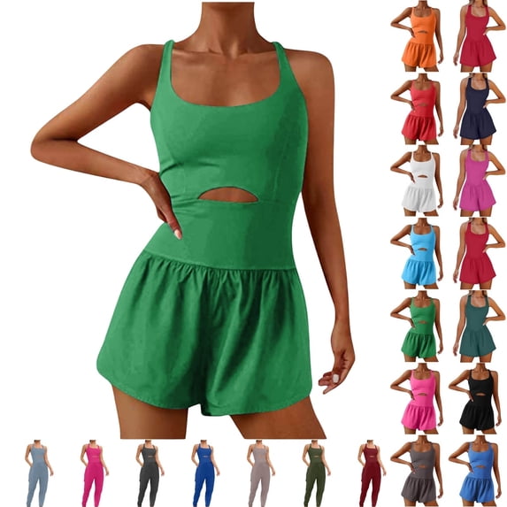 Fengactive Womens Running Onesie Workout Athletic One Piece Outfits Exercise Jumpsuits Gym Yoga Clothes