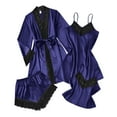 thumbnail image 1 of Fengactive Womens Satin 4 Piece Nightwear Set Lace Robe Camisole Pants Shorts Sets Soft Satin Pajama Set, 1 of 7