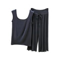 thumbnail image 1 of QINGFSAP Womens Scoop Neck Lounge Set Sleeveless Tank Top and Drawstring Scalloped Pants, 1 of 5