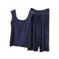 thumbnail image 1 of QINGFSAP Womens Scoop Neck Lounge Set Sleeveless Tank Top and Drawstring Scalloped Pants, 1 of 5