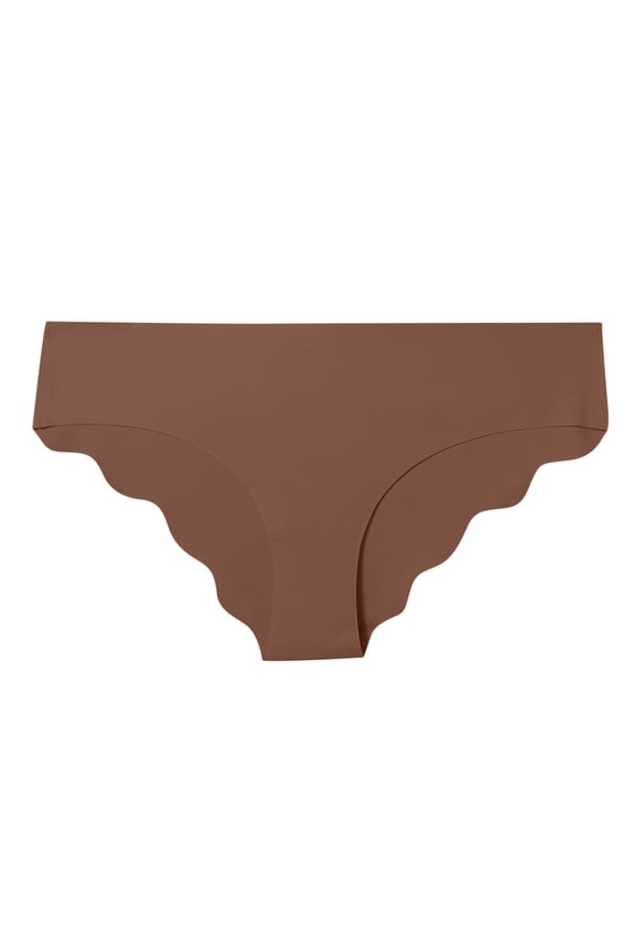 Womens Seamless Hipster Panties Invisible Underwear Breathable Ice Silk Briefs Scalloped Edge Design