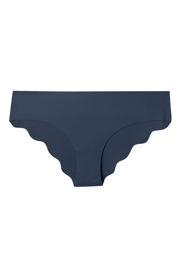 Womens Seamless Hipster Panties Invisible Underwear Breathable Ice Silk Briefs Scalloped Edge Design
